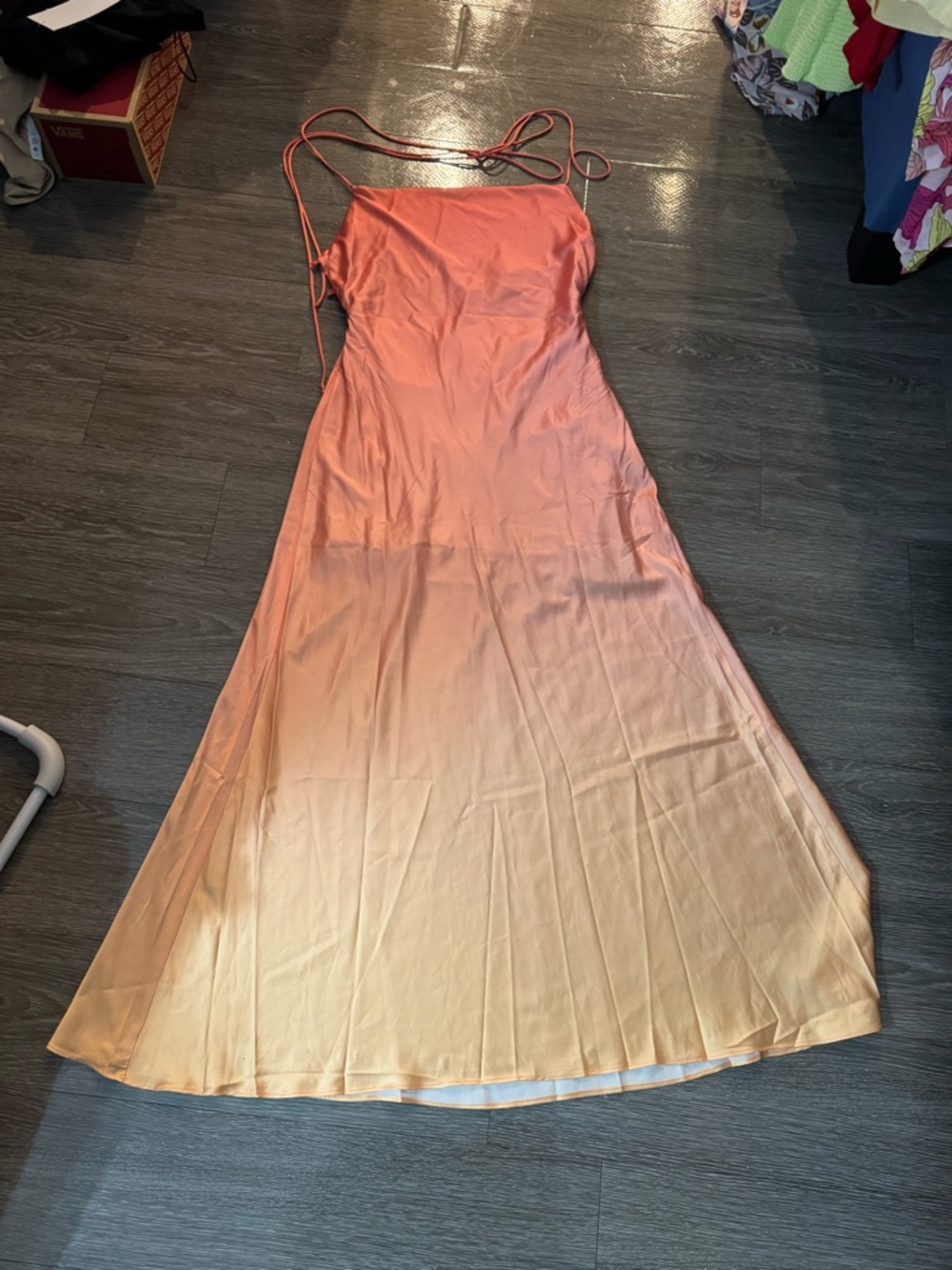 Hello Molly Coral-to-Peach Ombre Slip Maxi Dress